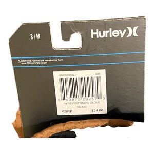 HURLEY Revert Water Resistant Brown Black Snowboard Snow Ski Gloves Size S/M NEW